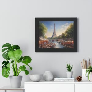 a oil painting of Eiffel Tower Seine River