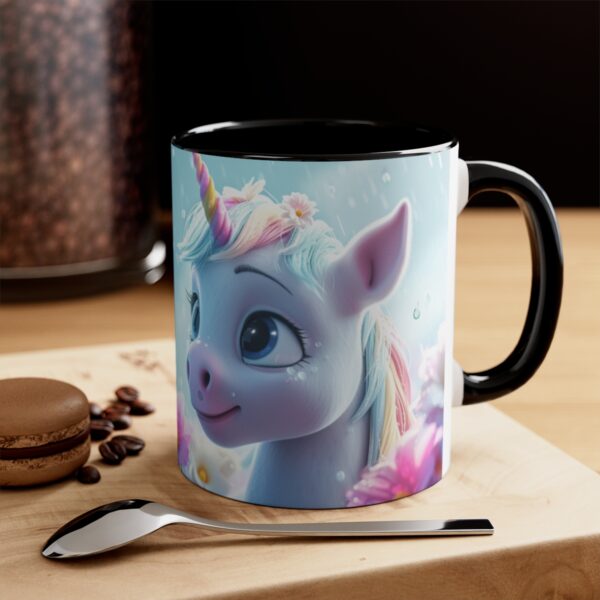 3D cartoon happy unicorn with flowers background pattern in the style of Pixar, adorable eyes, lovely, colorful, pastel colors, light blue wall background, matte  (48)