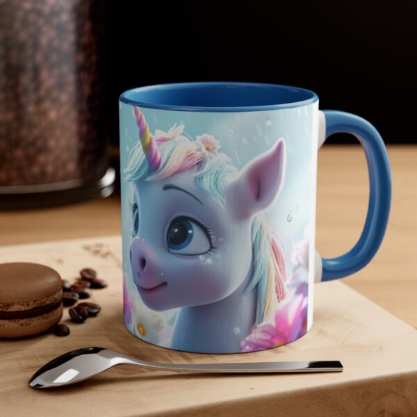 3D cartoon happy unicorn with flowers background pattern in the style of Pixar, adorable eyes, lovely, colorful, pastel colors, light blue wall background, matte  (48)