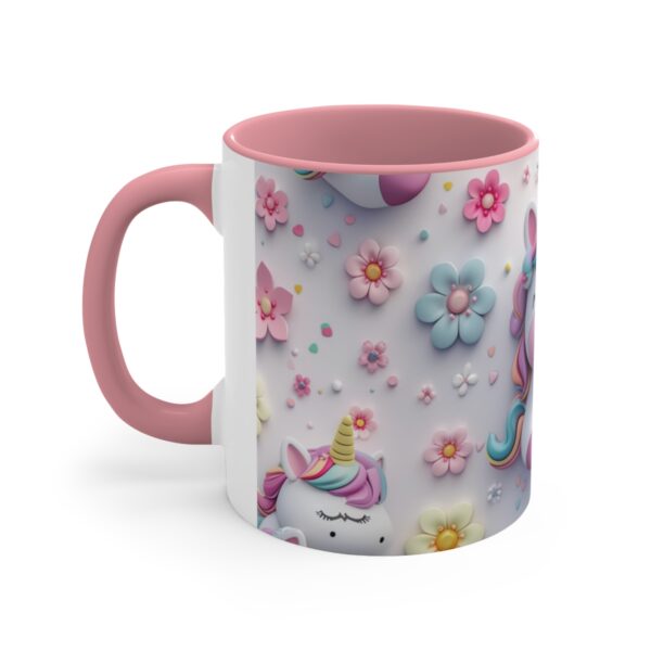 3D cartoon happy unicorn with flowers background pattern in the style of Pixar, adorable eyes, lovely, colorful, pastel colors, light blue wall background, matte  (21)