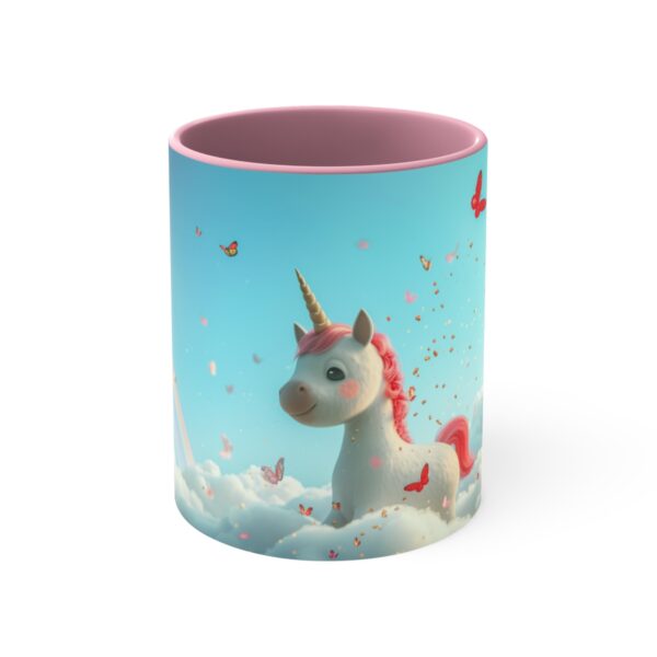 3D cartoon happy unicorn with flowers background pattern in the style of Pixar, adorable eyes, lovely, colorful, pastel colors, light blue wall background, matte  (40)