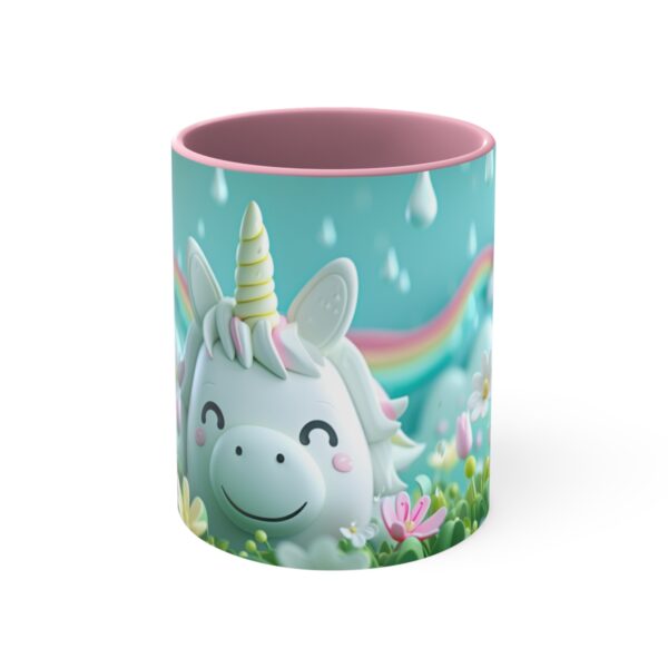 3D cartoon happy unicorn with flowers background pattern in the style of Pixar, adorable eyes, lovely, colorful, pastel colors, light blue wall background, matte  (46)