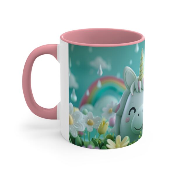 3D cartoon happy unicorn with flowers background pattern in the style of Pixar, adorable eyes, lovely, colorful, pastel colors, light blue wall background, matte  (46)