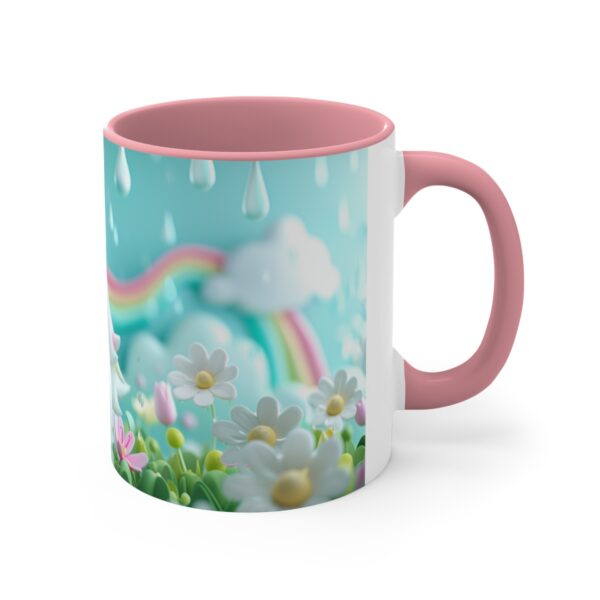 3D cartoon happy unicorn with flowers background pattern in the style of Pixar, adorable eyes, lovely, colorful, pastel colors, light blue wall background, matte  (46)