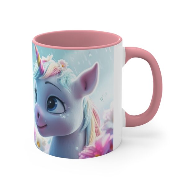 3D cartoon happy unicorn with flowers background pattern in the style of Pixar, adorable eyes, lovely, colorful, pastel colors, light blue wall background, matte  (48)