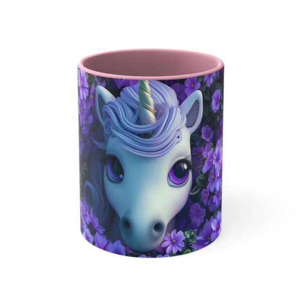 3D cartoon happy unicorn with flowers background pattern in the style of Pixar, adorable eyes, lovely, colorful, pastel colors, light blue wall background, matte  (54)